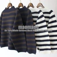 maomade マオメイド　エアーヤーンホールガーメントモックネックプルオーバー　#オフ白ｘネイビー、ネイビーｘブラウン