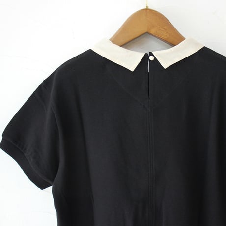 MAGALI マガリ　ループバックコットンオーガンジー襟カットソー　#アイボリー、ブラック