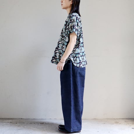 ARTE POVERA アルテポーヴェラ　インド草木染ハンドプリントステンドフレンチシャツ　#ダークブラウン