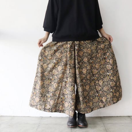ARTE POVERA アルテポーヴェラ　インド草木染めハンドプリントロングギャザリングパンツ　【送料無料】