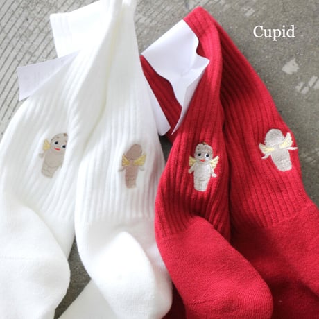 decka x BRÚ NA BÓINNE　Pile Socks - Embroidery　#ホワイト、レッド
