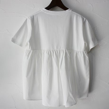 **再入荷** Linenya リネンヤ　バックギャザー半袖Tシャツ　#ホワイト、ブラック　【送料無料】