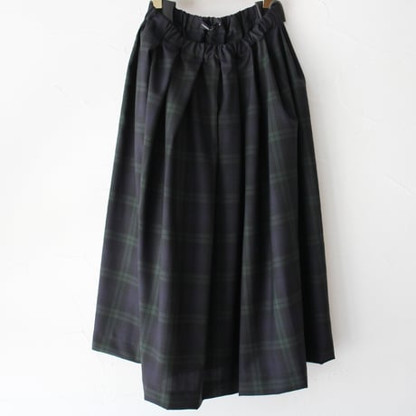 **再入荷** TRAVAIL MANUEL トラバイユマニュアル　ウールトロチェックタックフレアスカート　#ブラックウォッチ