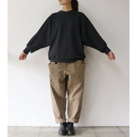 **再入荷**homspun ホームスパン　カットジャガードバックギャザーパンツ　#ベージュ、カーキ　【送料無料】