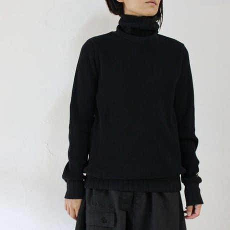 Nigel Cabourn ナイジェルケーボン タートルネックBIGワッフルロングスリーブ　#ブラック　【送料無料】