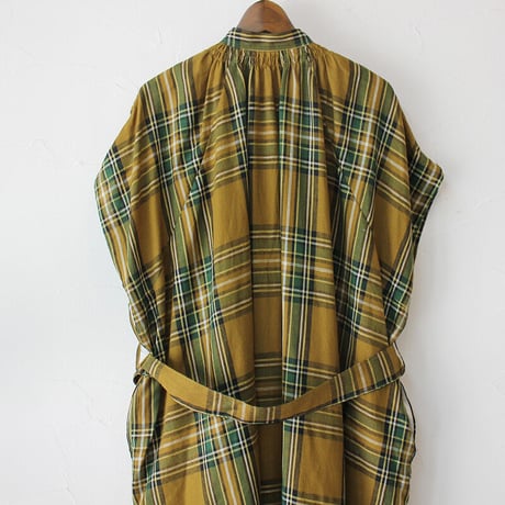 ASEEDONCLOUD アシードンクラウド　jiyusou check cloth smock dress  #キャメル