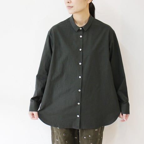 SUSURI ススリ　ボタニストシャツ　#ecru , greenish black 【送料無料】