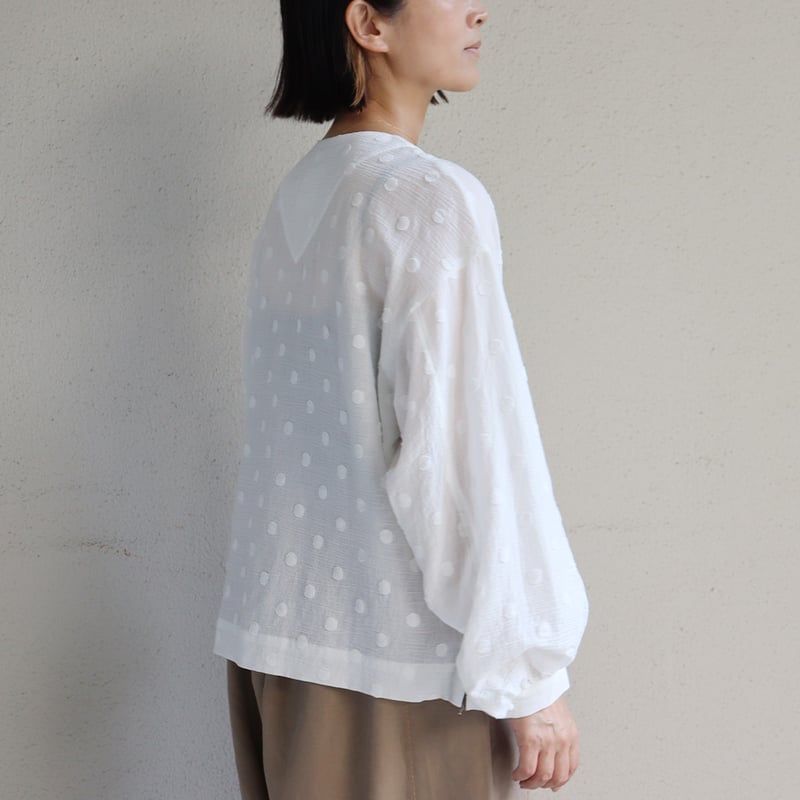 MAGALI マガリ コットンスノードットフリルブラウス #ホワイト