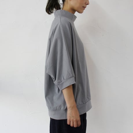 **またまた再入荷** Linenya リネンヤ　5分袖モックネックプルオーバー　#杢グレー、グレー、チャコール