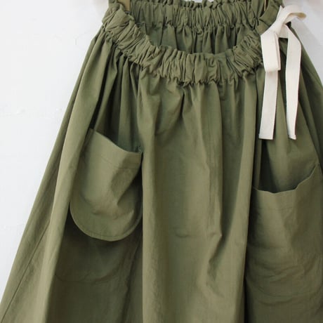 **再入荷** sasanqua by trees サザンカバイツリース　高密度ポプリンアシメレイヤーポケットスカート　#アイボリー、カーキ、ブラック