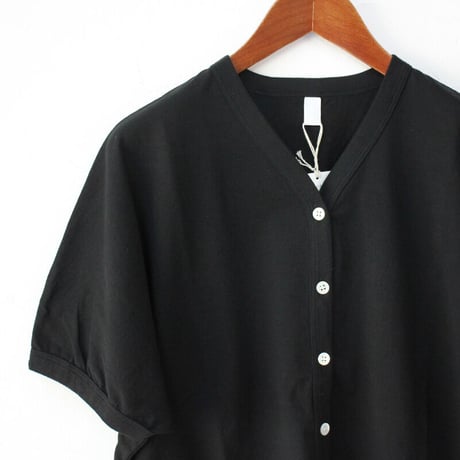 homspun ホームスパン　60/2天竺Vネックカーデ　#ネイビー、ブラック、モカ、ブルー