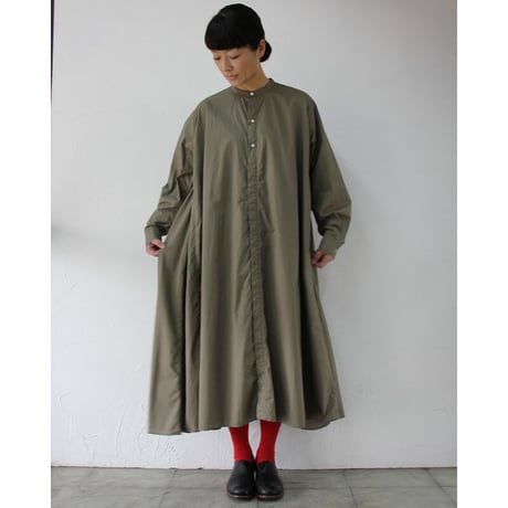 **再入荷** sasanqua by trees サザンカバイツリーズ　プルオーバーライクシャツワンピース　#ブラック、カーキ　【送料無料】