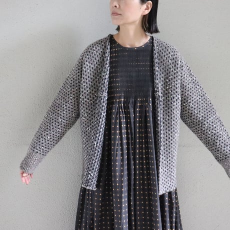**再入荷**homspun ホームスパン　ナチュラルネップジャガードカーディガン　#ベージュ、ブラウン