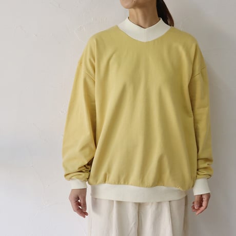 amne アンヌ　フレンチテリーVモックプルオーバー FRENCH TERRY v_mock  #イエロー、ネイビー　【送料無料】