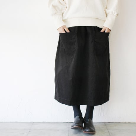 **再入荷** homspun ホームスパン　細コールギャザースカート　#シロ、ピンク、ブラック
