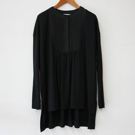 atelier naruse アトリエナルセ　wool＆linen bosom shirt cut and sew ウール＆リネンブザムシャツカットソー #グレイ、ブラック