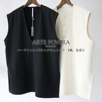 ARTE POVERA アルテポーヴェラ　ハードインレイVネックチュニック　#生成り、黒