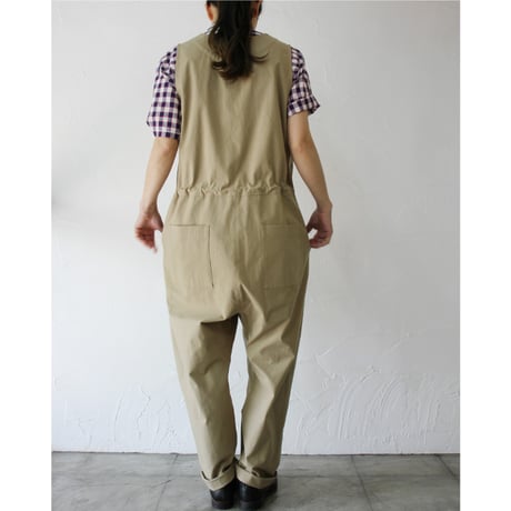 **再入荷** atelier naruse アトリエナルセ　ヴィンテージ馬布コットンオーバーオール　#キナリ、ベイジュ、ブラック