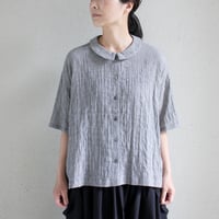 Linenya リネンヤ　コットンフラットカラー半袖ブラウス　#ギンガムチェック