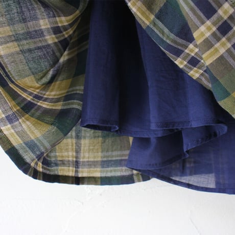 maison de soil メゾンドソイル　WOOL COTTON TWILL WEAVE CHECK MINI PINTUCK FLARED SKIRT　綿ウールチェックピンタックスカート