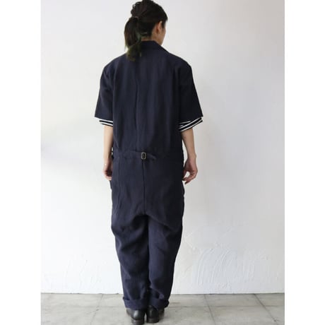 ASEEDONCLOUD アシードンクラウド　Mitsuyakusou Linen Crafter jumpsuit　#navy 　【送料無料】