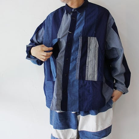FUNSET OF ART ファンセットオブアート　インディゴパッチワークカバーシャツ　#インディゴ