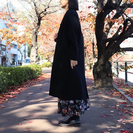 **再入荷** atelier naruse アトリエナルセ　melton wool cocoon coat　メルトンウールコクーンコート　#ブラック　【送料無料】
