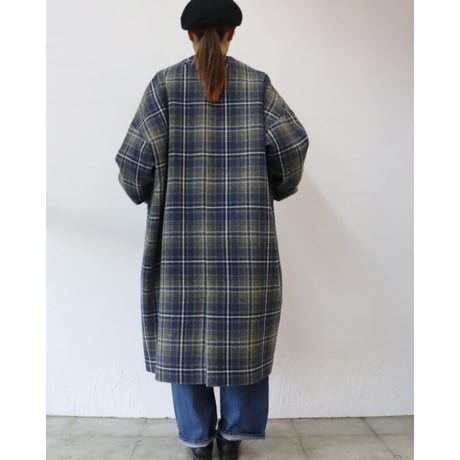 atelier naruse アトリエナルセ　タータンチェックツィードコクーンコート｜tartan check tweed cocoon coat