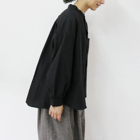**再入荷** Linenya リネンヤ　リネンバンドカラーシャツ　#ホワイト、アイボリー、グレー、ブラック