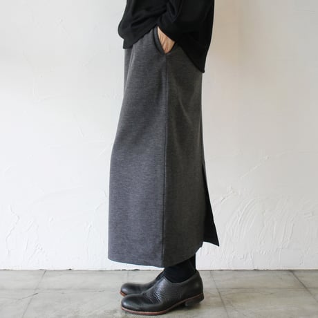 TRAVAIL MANUEL ミラノリブロングタイトスカート　#チャコール、ブラック