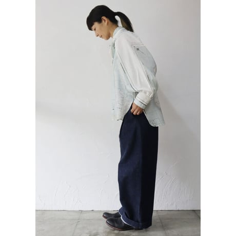ASEEDONCLOUD アシードンクラウド　Hiraeth map print Zephyros scarf tunic #Pale blue 【送料無料】