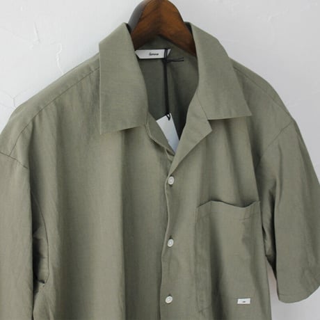 amne アンヌ　シャンブレーオープンカラーシャツ　CHAMBRAY H_s shirts　#ブラック、オリーブ