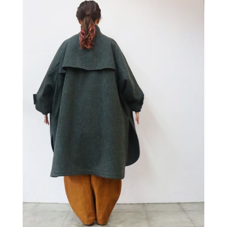 ASEEDONCLOUD アシードンクラウド　Hiraeth wool herringbone  tent gown #Blue green 【送料無料】