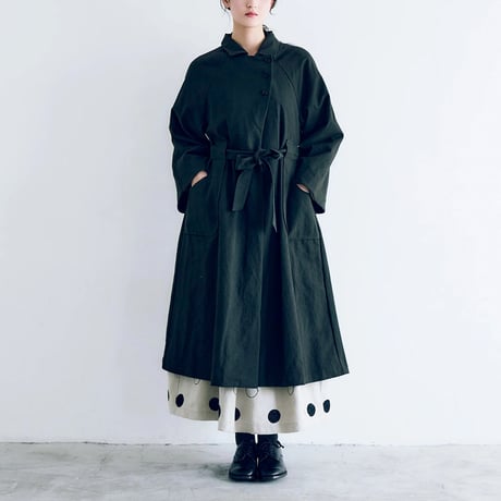 MAGALI マガリ　コットンリネンアンティークキャンバストレンチコート　#ブラック