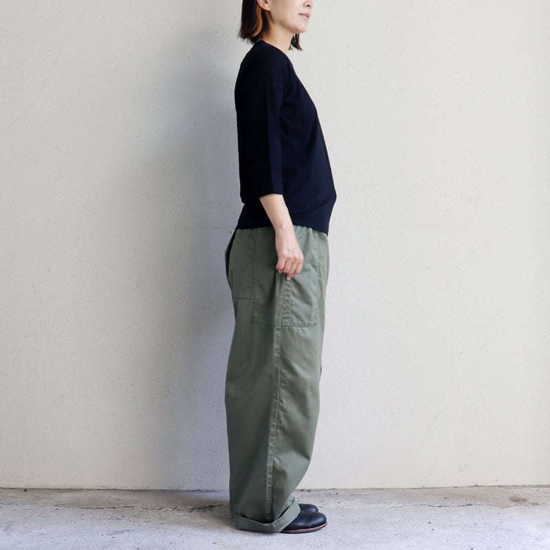 またまた再々入荷** homspun ホームスパン 高密度ウエポン紐付ギャザー