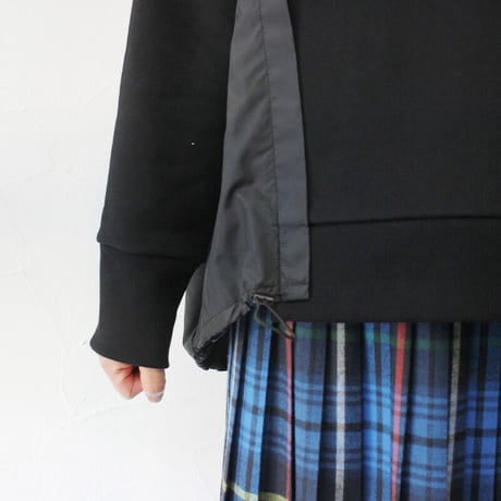 maomade マオメイド　スタンダード裏毛起毛ｘタフタフーディドロストプルオーバー　#ブラック