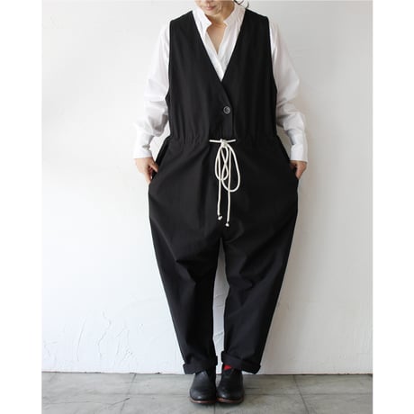 **再入荷** atelier naruse アトリエナルセ　ヴィンテージ馬布コットンオーバーオール　#キナリ、ベイジュ、ブラック