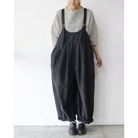 Brocante ブロカント　綿麻バックサテンバロンサロペット Ballon salopette #ベージュ、オリーブ、ブラック