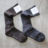 atelier naruse アトリエナルセ　コットンウール～冬の朝～着圧ソックス　#グレイ、ブラウン