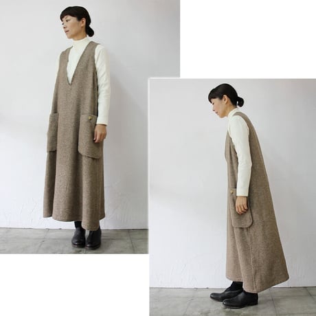 SUSURI ススリ　アイデリックワンピース　#off , light brown【送料無料】