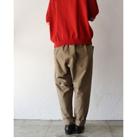 **再入荷**homspun ホームスパン　カットジャガードバックギャザーパンツ　#ベージュ、カーキ　【送料無料】