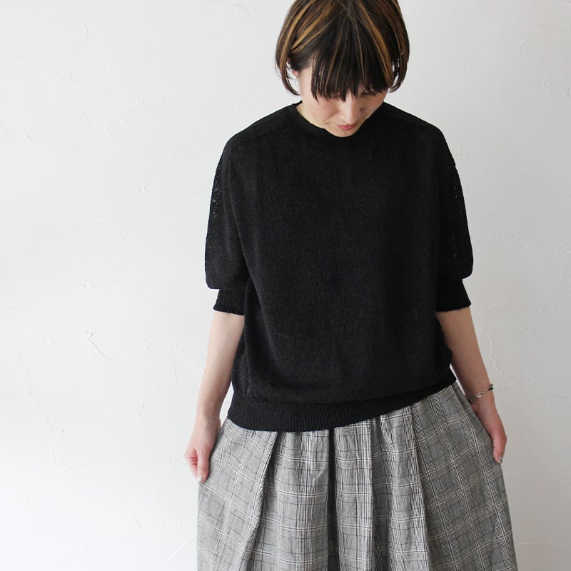 新品 Linenya as it is．クルーネック7分袖ニット リネンヤ