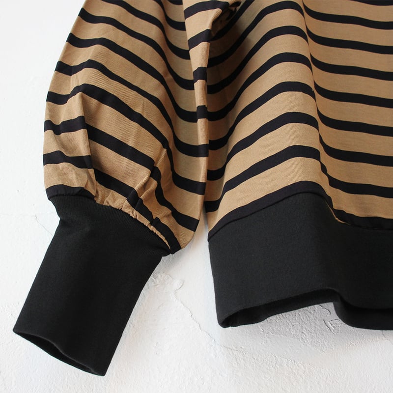 MAGALI マガリ ハイゲージコットンバスクボーダーカットソー #モカ