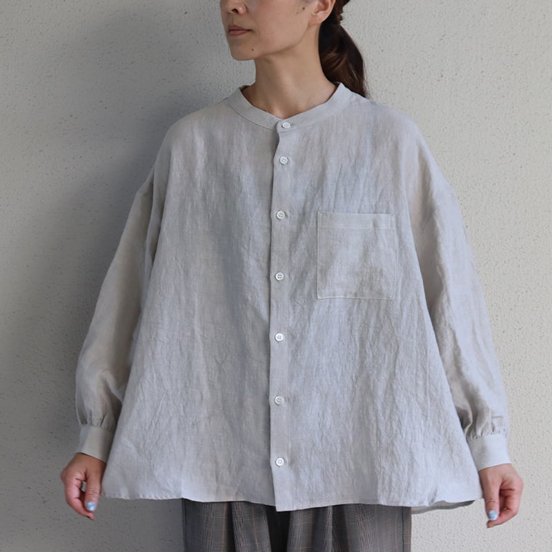 美品✨半袖シャツ レーヨン100% バンドカラー ゆるダボ ライトグレー XL ATTACHMENT シャツ 「 直営店・ZOZOTOWN限定 」PE ライト