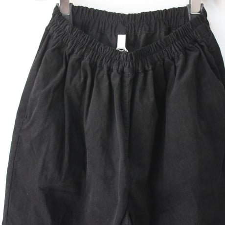 **再入荷** homspun ホームスパン　細コールギャザーパンツ　#ブラック　【送料無料】