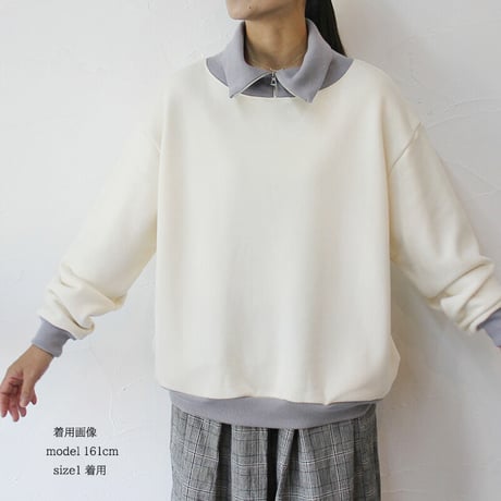 amne アンヌ　FRENCH TERRY zip turtle　フレンチテリージップタートル　#natural