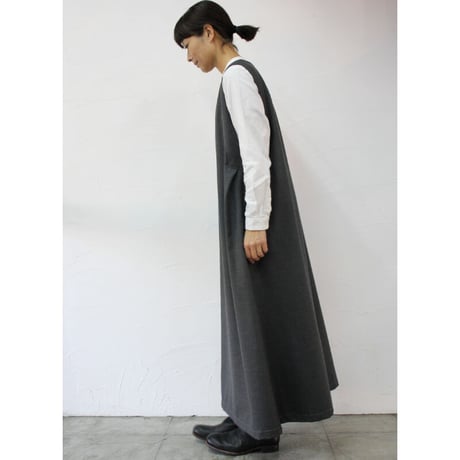 homspun ホームスパン  80/2ウールサージノースリーブワンピース　#チャコール、ブラック　【送料無料】