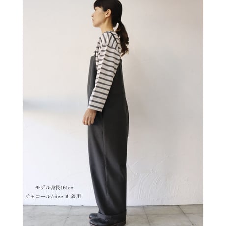 **再入荷** TRAVAIL MANUEL トラバイユマニュアル　T/Cツイルサロペット　#チャコール、ブラック
