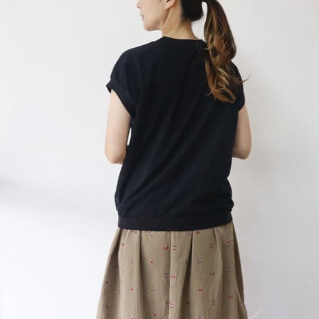 **2024s/s分到着** homspun ホームスパン 30/1天竺キャップスリーブTシャツ　#サラシ、ブラック、ネイビー