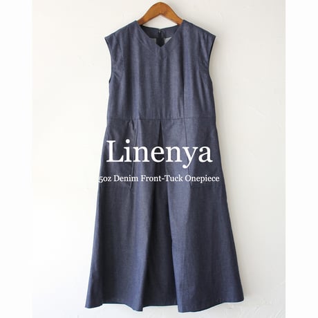 Linenya リネンヤ　5ozデニムフロントタックワンピース　#インディゴ　【送料無料】